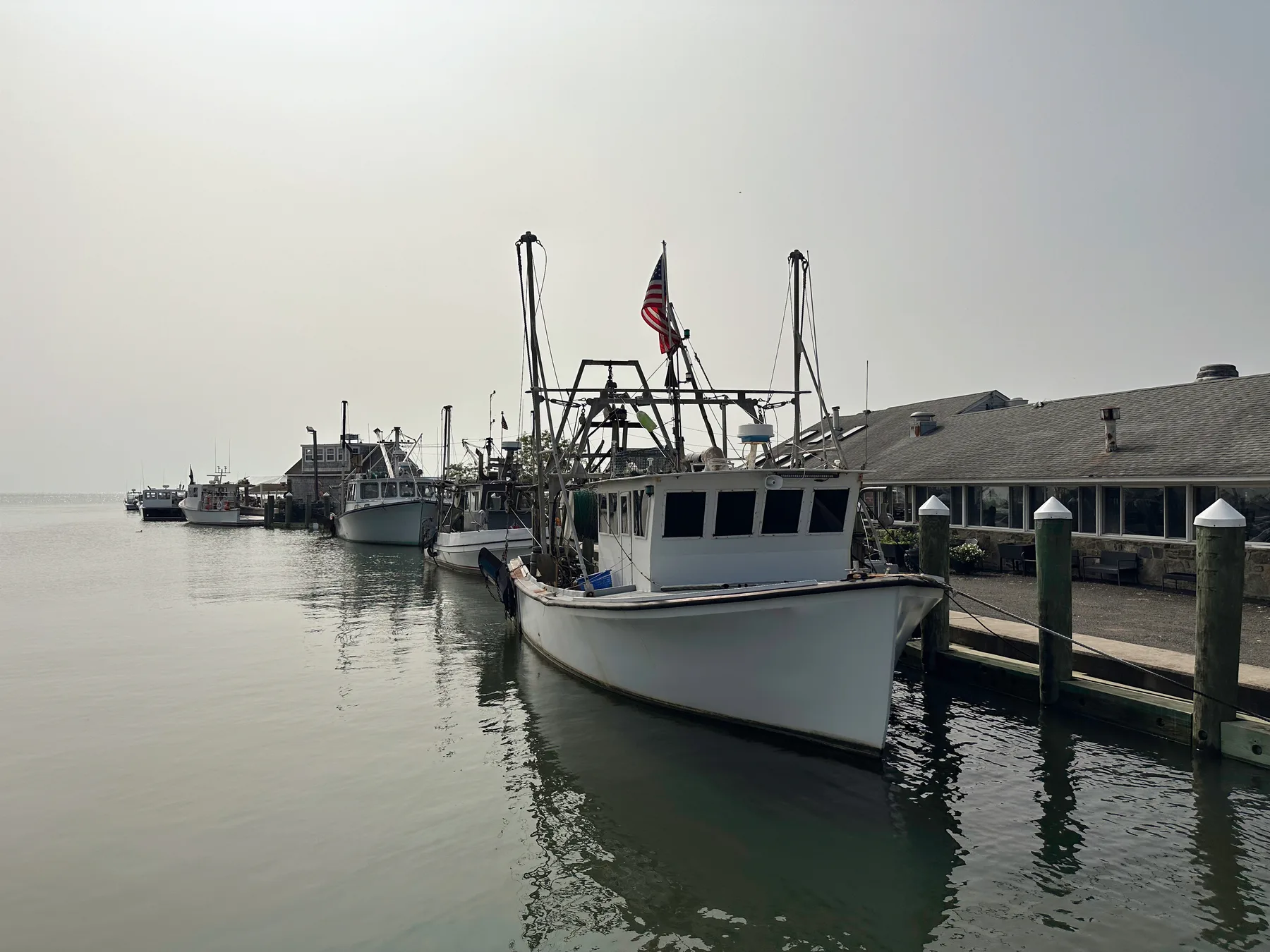 Boats at a Connecticut shoreline marina